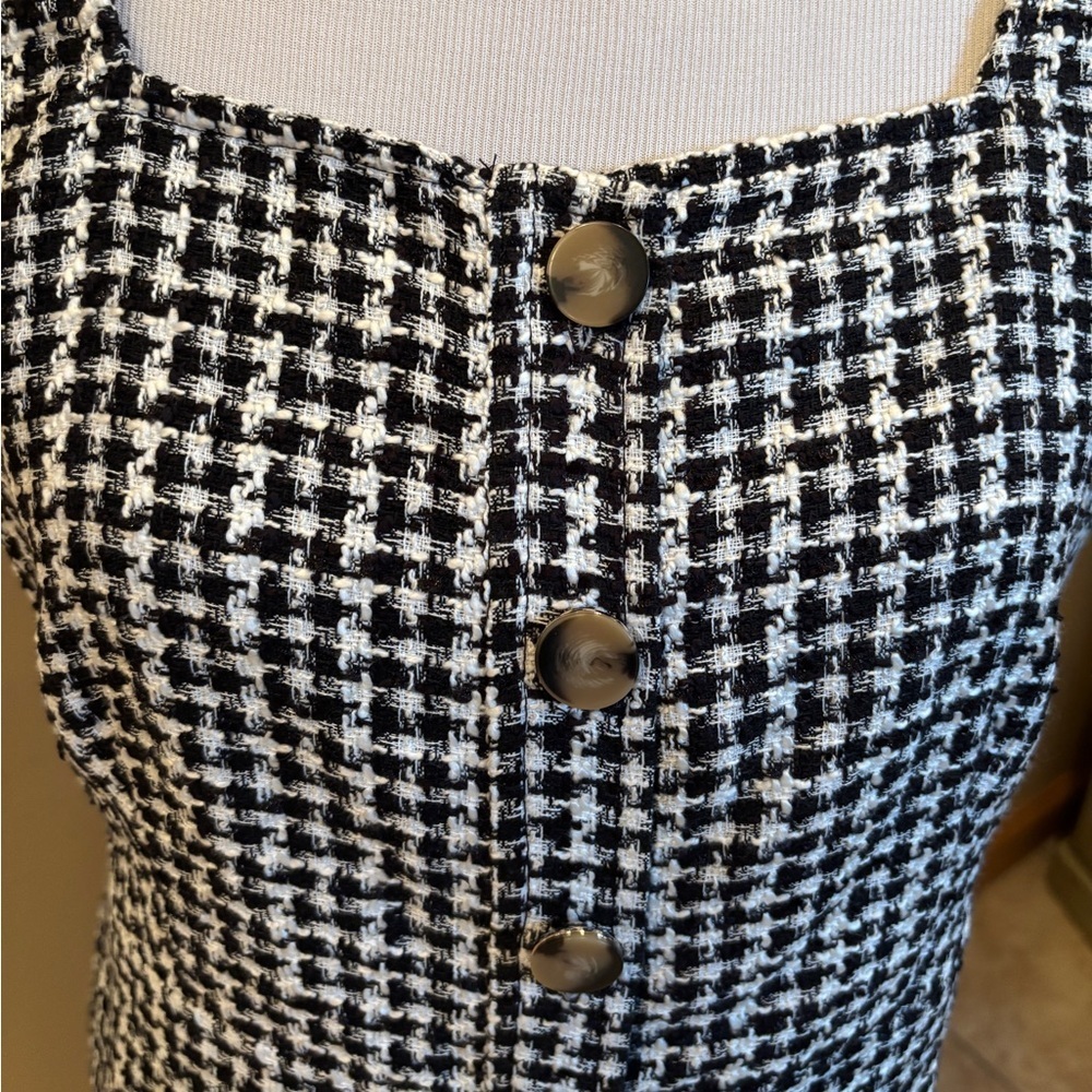 Ann Taylor Gingham Tweed Button Front Dress Size 10 New - Picture 2 of 5